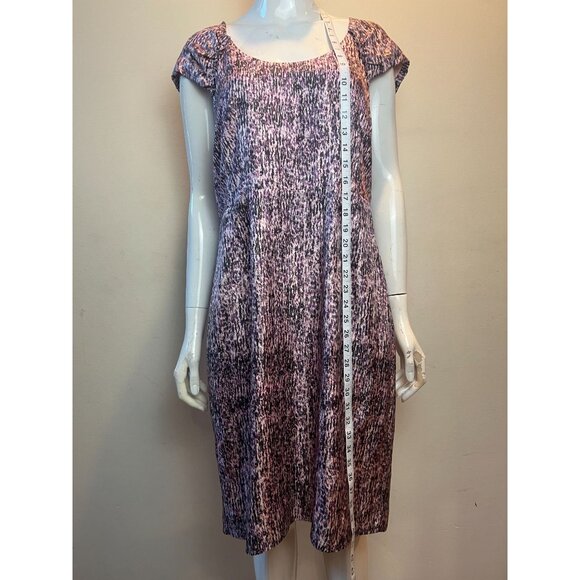 Banana Republic 100%Silk Sheath Dress Fully Lined Gathered Shoulder Purple 12 - Picture 4 of 10